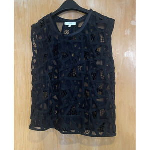 IRO Black Sleeveless Mesh Top Size 36 US4